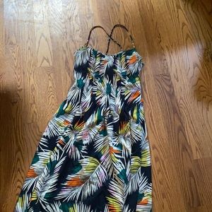Banana republic colorful palm print cross back maxi dress